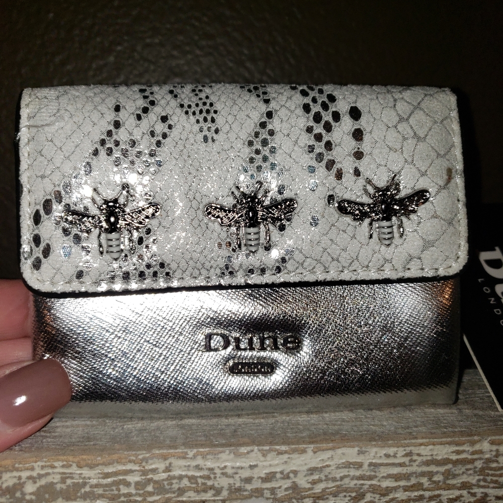 Dune London silver bee card holder